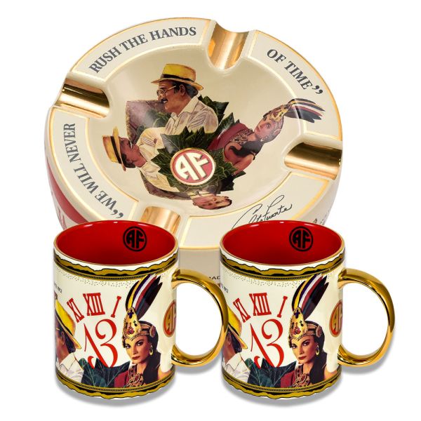 Arturo Fuente Ceramic Ashtray and Coffee Mug Set Cream